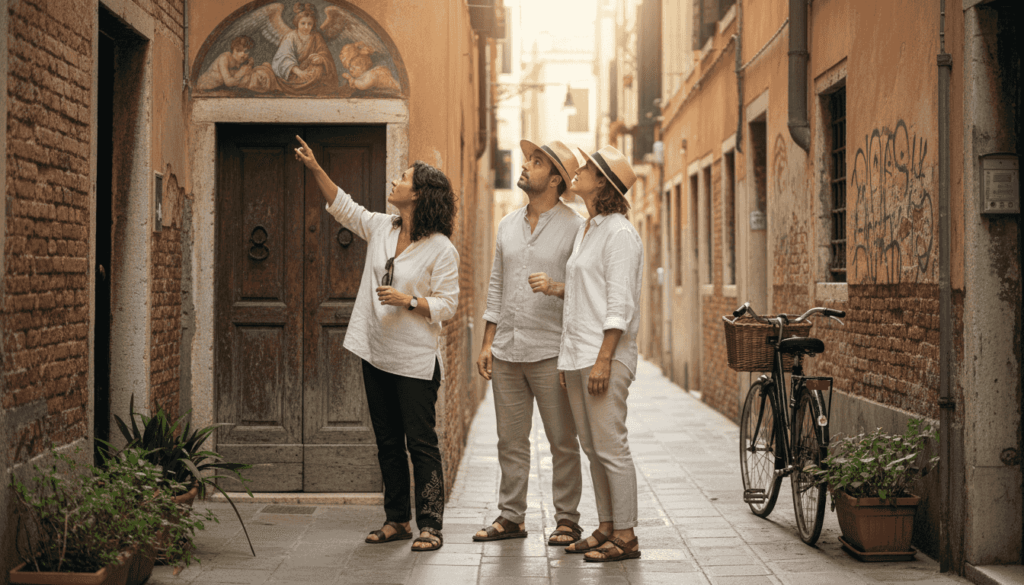 Tour guide leading private Venice alley tour