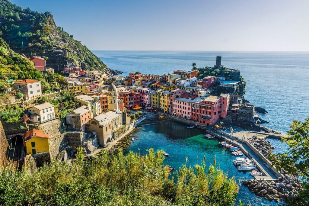 italy, sea, houses, cinque terre, nature, mediterranean