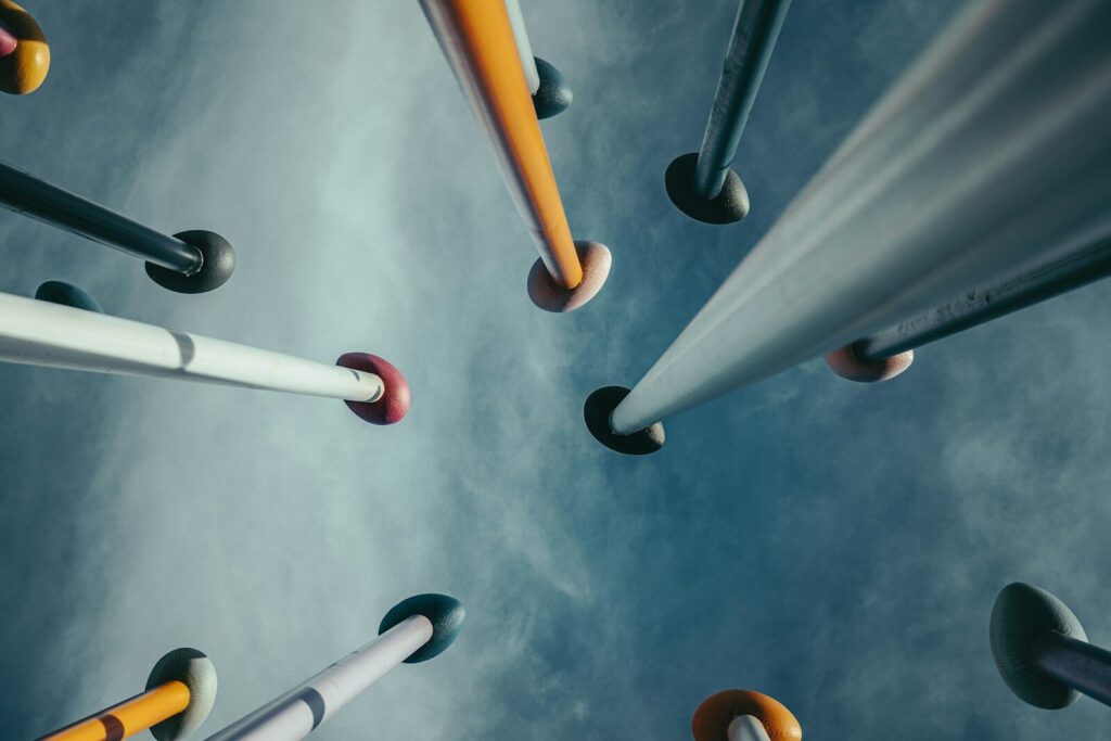 white and orange umbrella lot