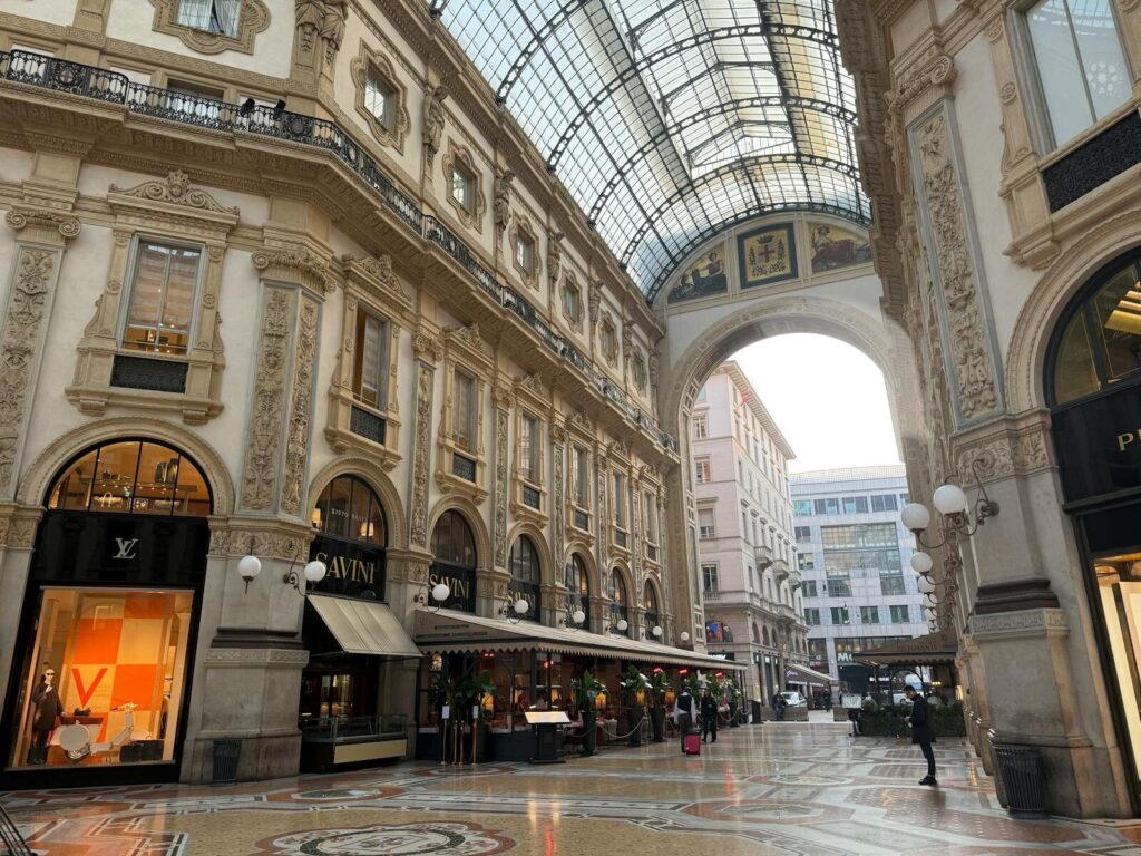 Explore the stunning architecture of Victor Emmanuel II Gallery in Milan, Italy.